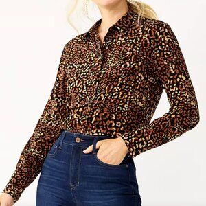 NWT - Nine West Sz Large Drapey Button Down Shirt